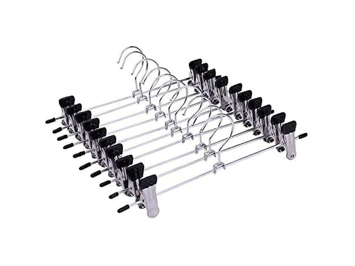 10 Cabides de Metal para Calças e Saias com Ganchos Giratórios 360° e Apoios Antiaderentes 28,5 Cm