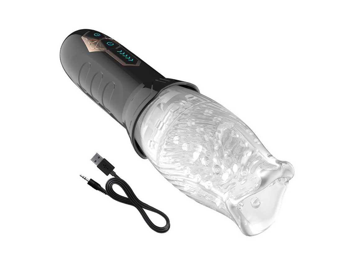 Masturbador Vibratório Giratório para Homens Massageador Peniano Masturbador Masculino Glande Vibrador Preto YIZHOOD