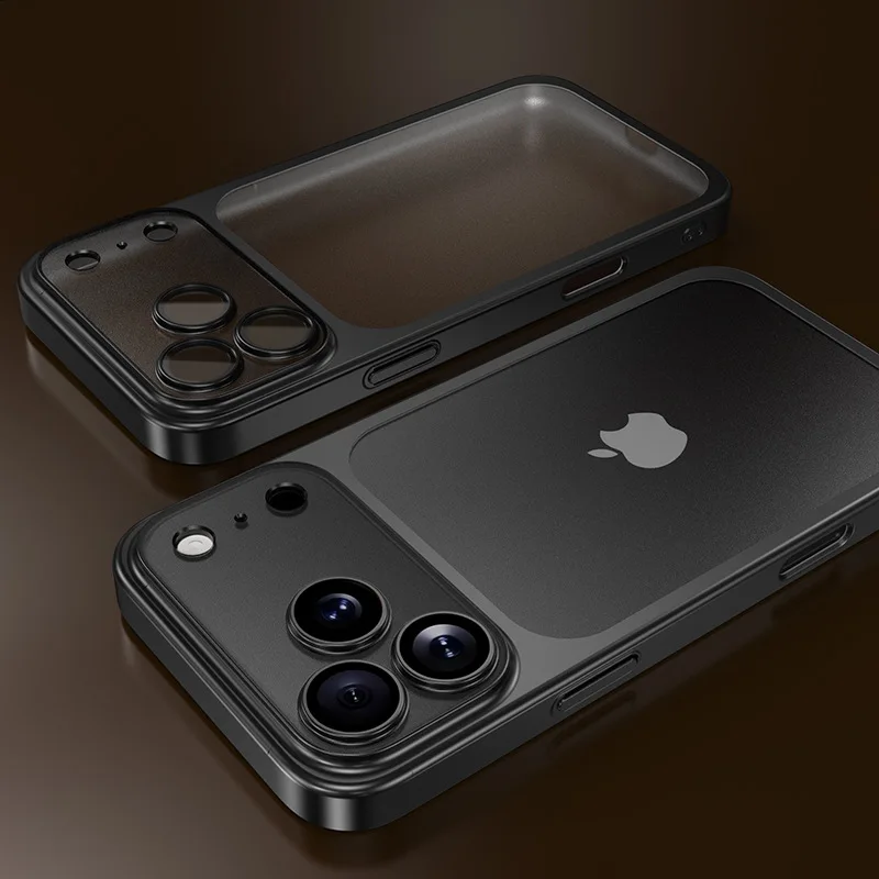(iphone 17 Pro Max, Preto) Capa Ultrafina Semitransparente Para Celular Com Proteção De Borda.