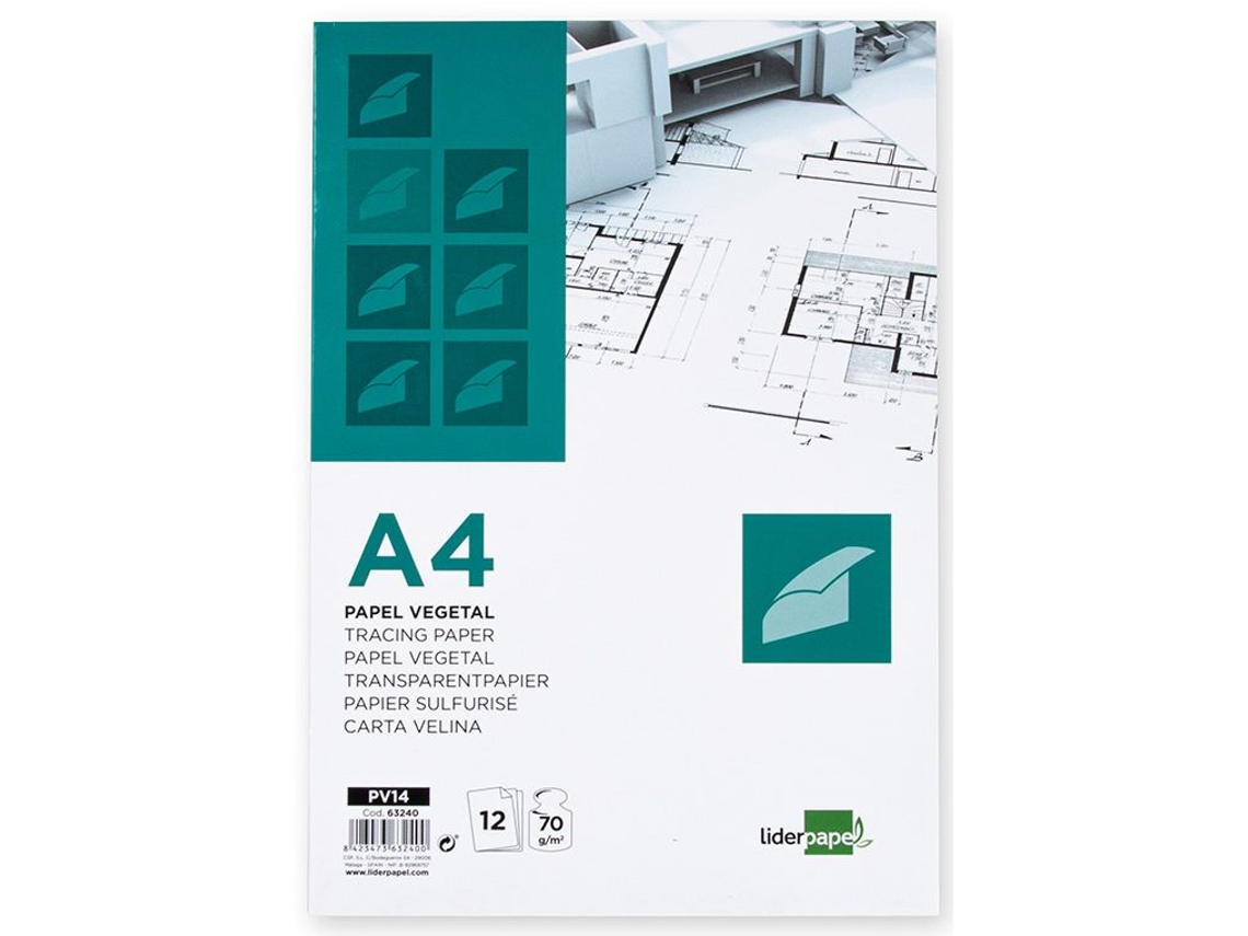 Papel Vegetal LIDERPAPEL A4 70g - M2 em Envelope 12 Folhas