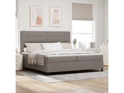 Vidaxl Cama Box Com Cabeceira Cinzento-acastanhado 200 X 200 Cm Tecido