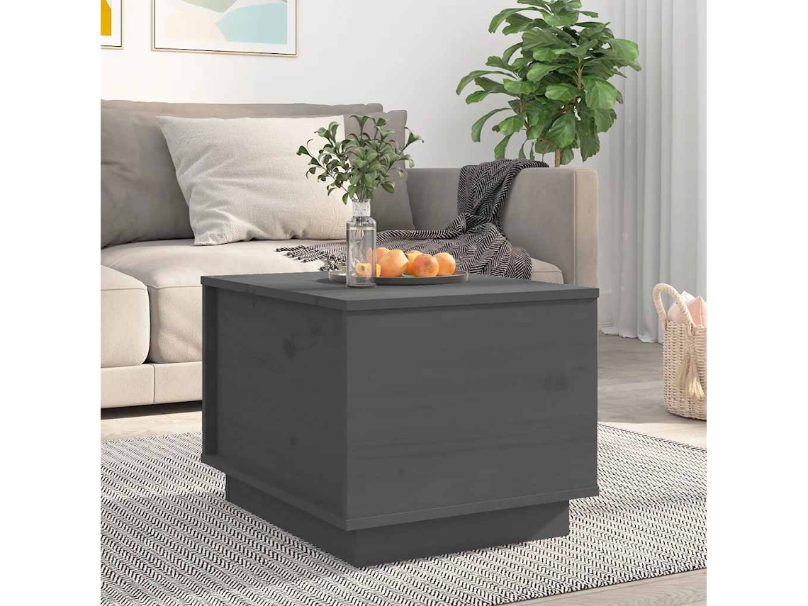 Vidaxl Mesa De Centro 40x50x35 Cm Madeira De Pinho Maciça Cinzento