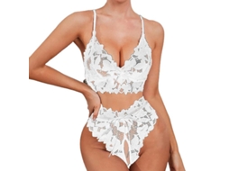 2026 conjunto de Lencería Transparente de Encaje para Mujer Con Sostén Push Up Y Tanga Sin Tapón Ropa Interior Y Pijama