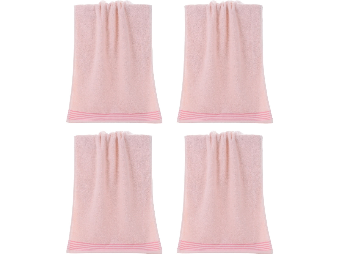 Conjunto de Toalhas de Mãos NEVEANCE Absorvente Banho Mão Rosto Algodão Rosa - 4pcs (33x73cm)