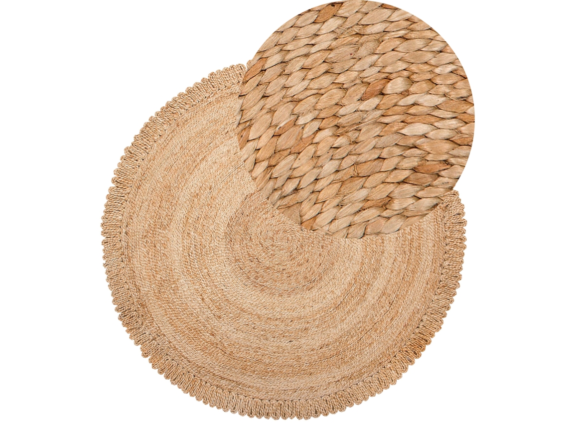 Tapete de juta feito à mão de estilo boho BELIANI Erence de Juta Creme 140x140