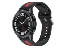 Bracelete Silicone Preto + Vermelho para Samsung Galaxy Watch 6 Classic XIAOMOYU 47mm