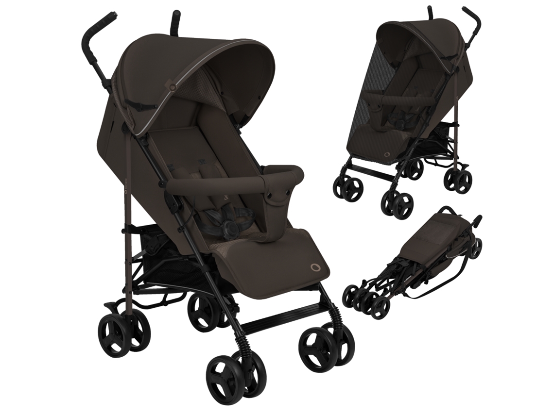 Carrinho de Passeio de Bebé LIONELO Elia Compacto 6 36 Meses Leve Encosto Regulável Suspensão Castanho