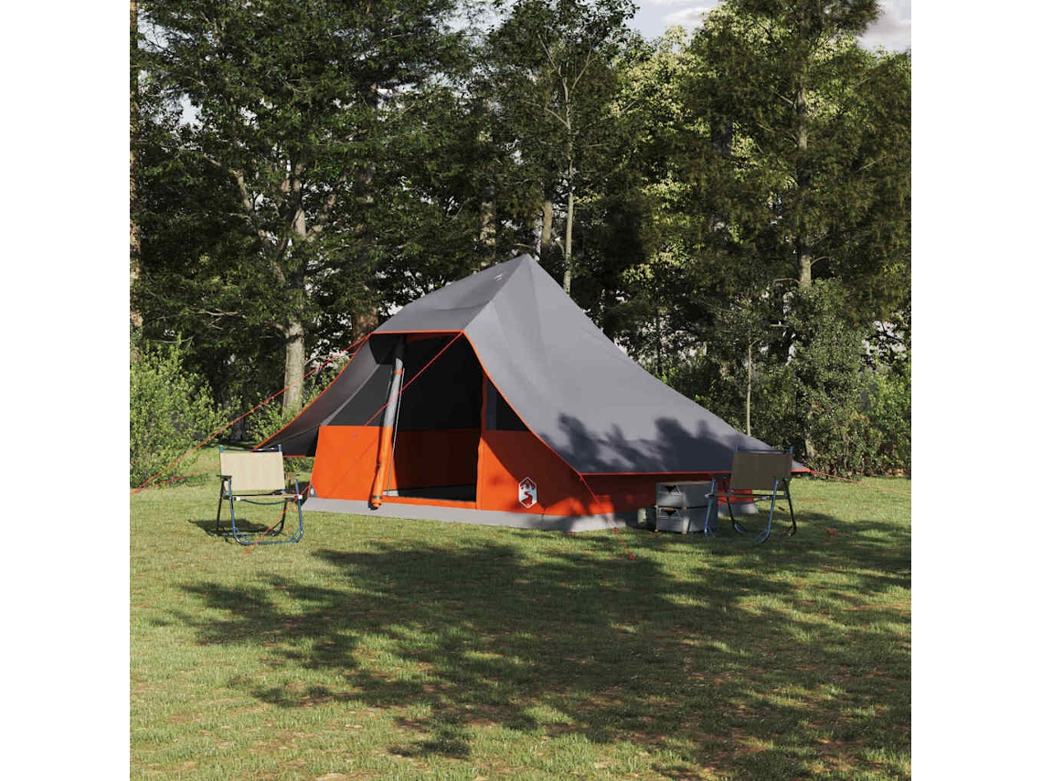 Vidaxl Barraca Tipi 10 Pessoa Cinza E Laranja Tafetá