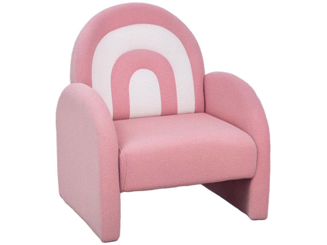 Poltrona Crianças para com Encosto em Forma de Arco íris Sofá para Crianças Tecido Suave em Borrego 45x41x52 Cm Rosa