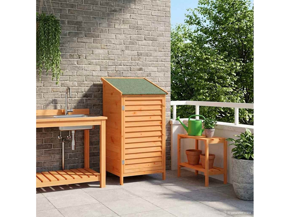 Vidaxl Galpão De Jardim Com Telhado Castanho 59 X 56 X 113,5 Cm