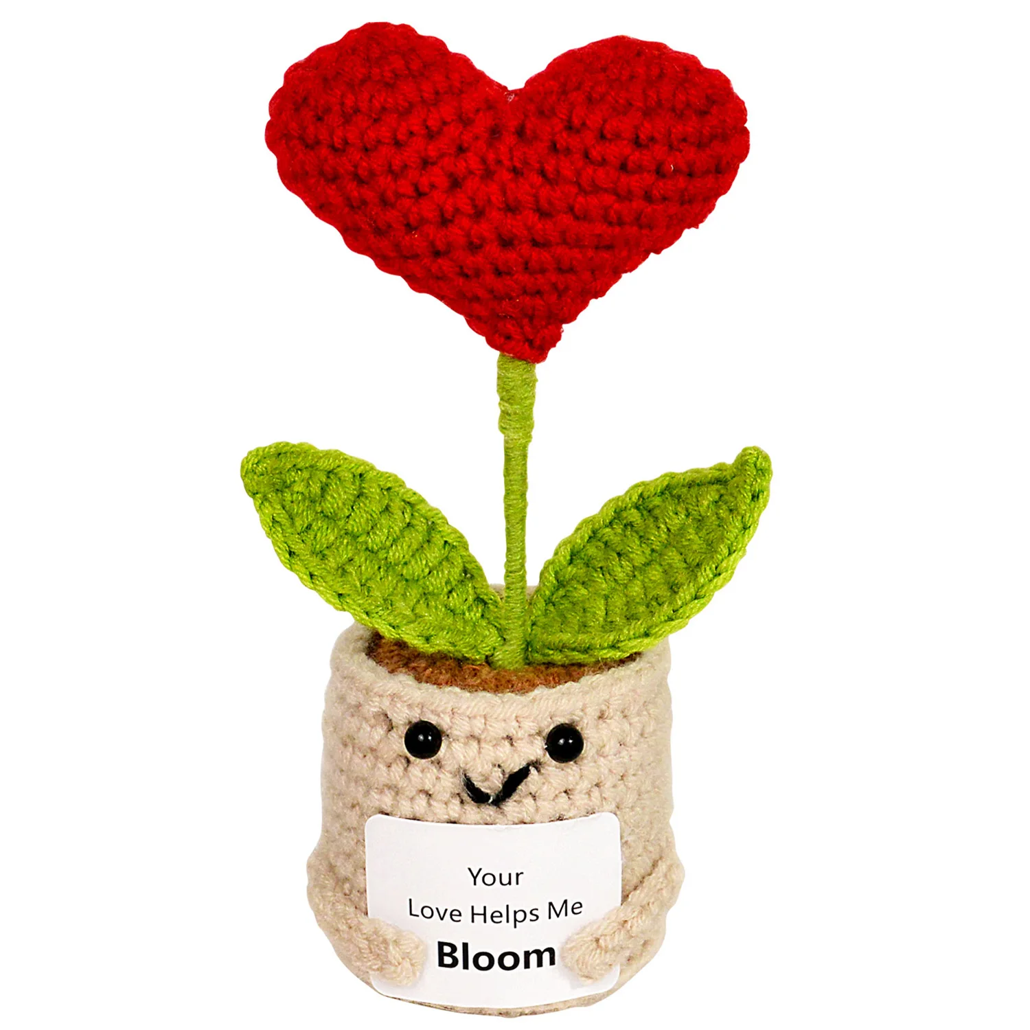 (vermelho) Vaso De Flores Artesanal Em Tecido Tricotado Com Decoração De Planta Artificial, Presente Perfeito.