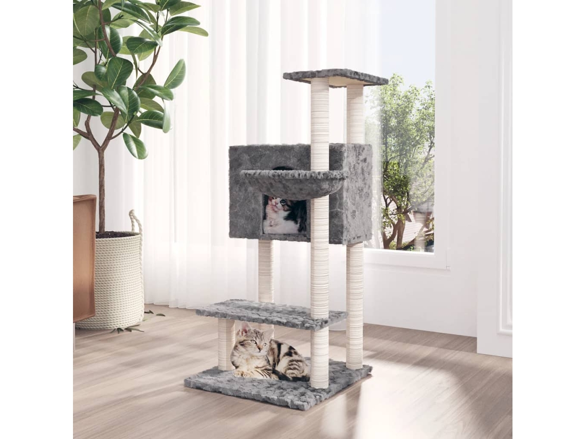 Vidaxl Árvore C/ Arranhadores Sisal 108,5 Cm Cinza-claro