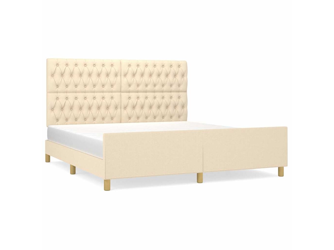 Bed Frame With Headboard, Bed Frames With Headboards Vidaxl Creme Tecido (180 X 200 Cm)