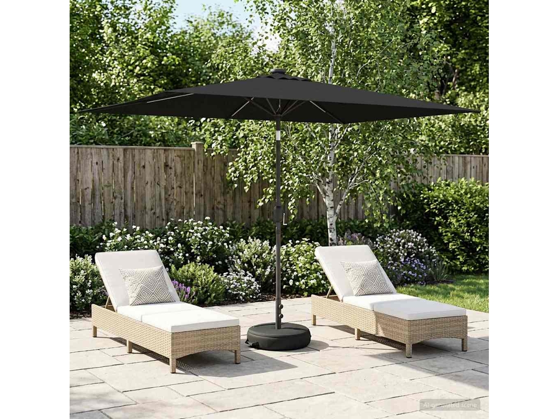 Vidaxl Parasol De Jardim Com Luzes Led E Base 200 X 300 Cm Poliéster