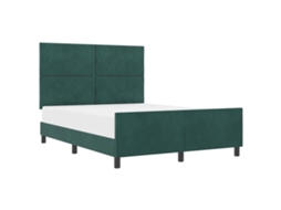 Cama De Casal | Camas Para Quarto | Cama Box Com Cabeceira Verde Escuro 160 X 200 Cm Veludo