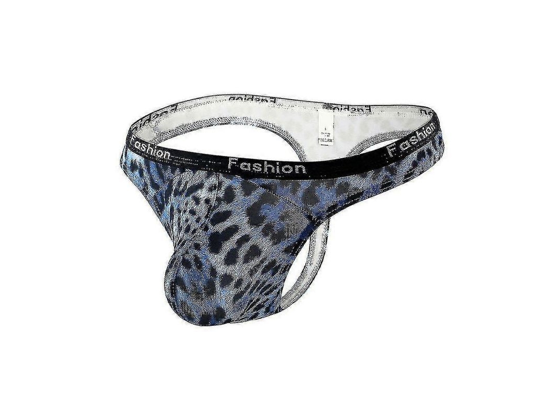 Calcinha T-back G-string Thongs Para Homem De Leopardo Respirável Azul Xl
