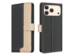 Capa De Couro Para Iphone 17 Pro Com Cores Combinando E Proteção Rfid Antirroubo.