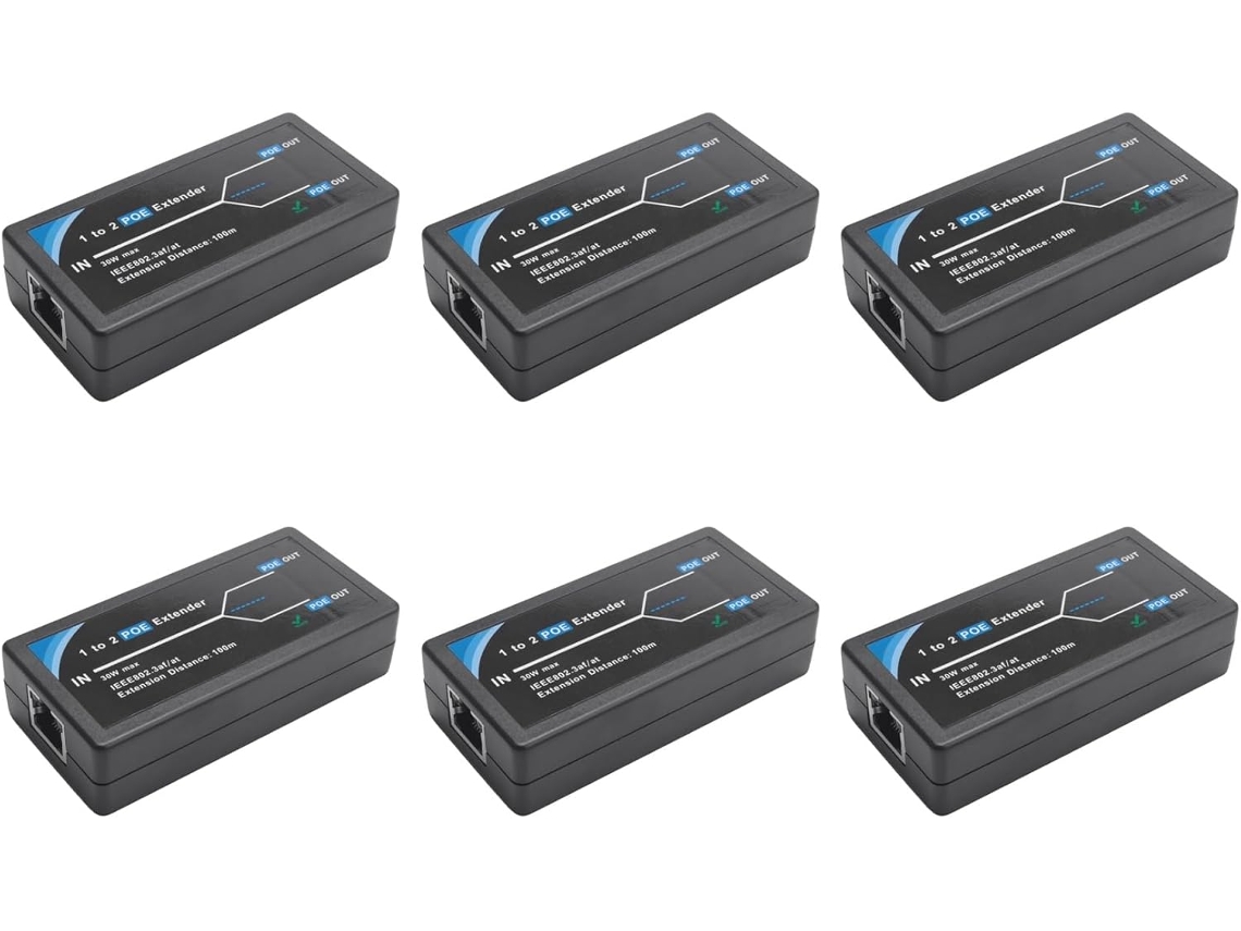 Extensor Poe 6x de 2 Portas 10/100mbps com Entrada/saída Padrão Ieee 802.3af para Câmeras Ip SFUSHOS