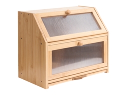 Pãozeira De Dois Níveis Com Tábua De Corte Beliani Croquant De Bambu Castanho Claro 42x25x33