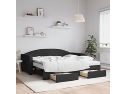 Vidaxl Sofá-cama Com Gavetão E Gavetas 90x190 Cm Tecido Preto
