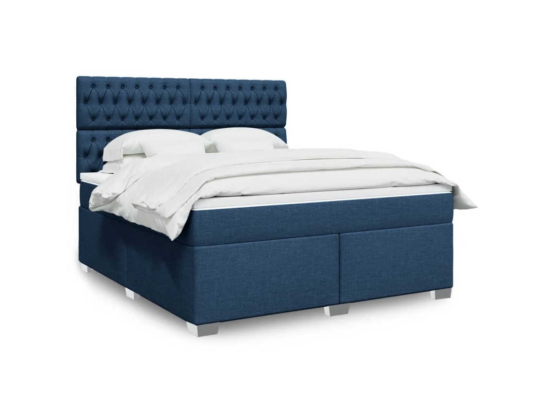 Vidaxl Cama Com Molas/colchão 180x200 Cm Tecido Azul