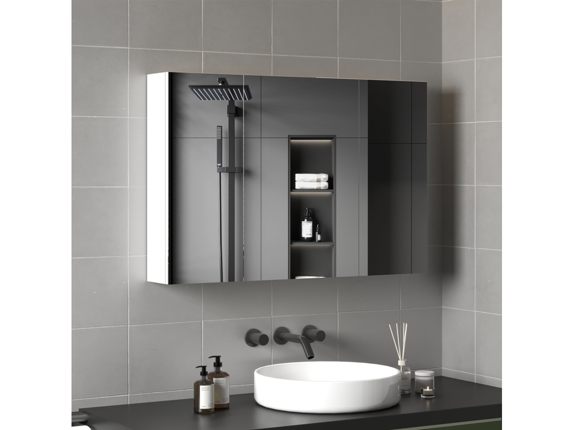 Armário Banheiro 3 Portas Com Fechamento Suave E Prateleiras Branco 90x13,5x60