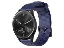 Pulseira De Relógio Lurelia Para Garmin Vivomove Sport 20 Mm Padrão De Futebol Cor Sólida Em Silicone Azul Marinho