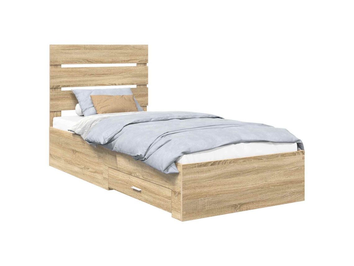 Estrutura da Cama Carvalho Sonoma e Prata 75 X 190 Cm MAISON EXCLUSIVE