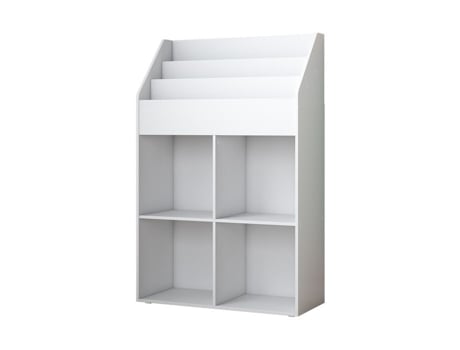 Estante infantil Oskar Store Conny, branca, 72 x 111 cm com 4 prateleiras para caixas dobráveis