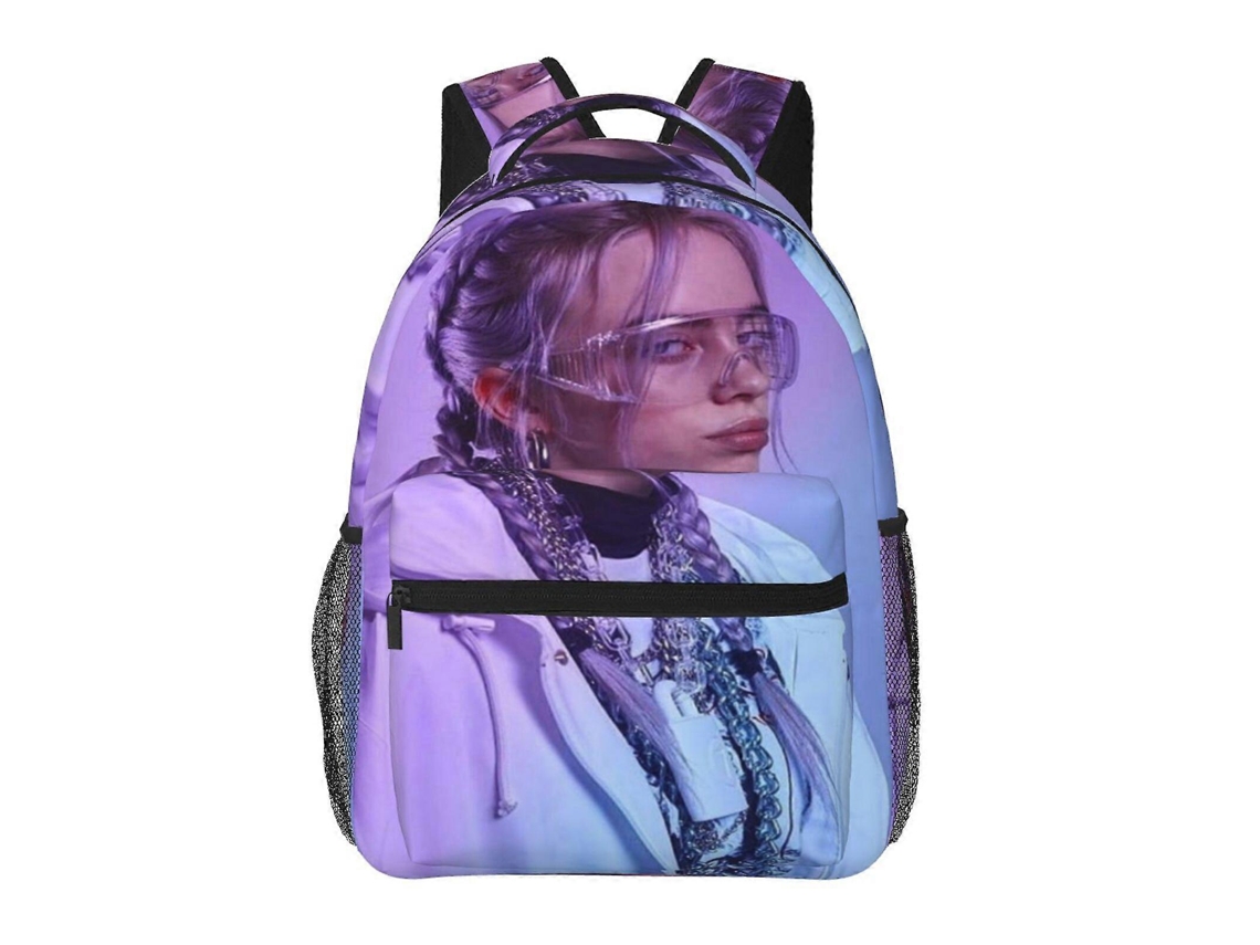 Mochila Billie Eilish T113 Para Estudantes, Leve E Resistente, Impermeável E Com Alça De Ombro Ajustável.