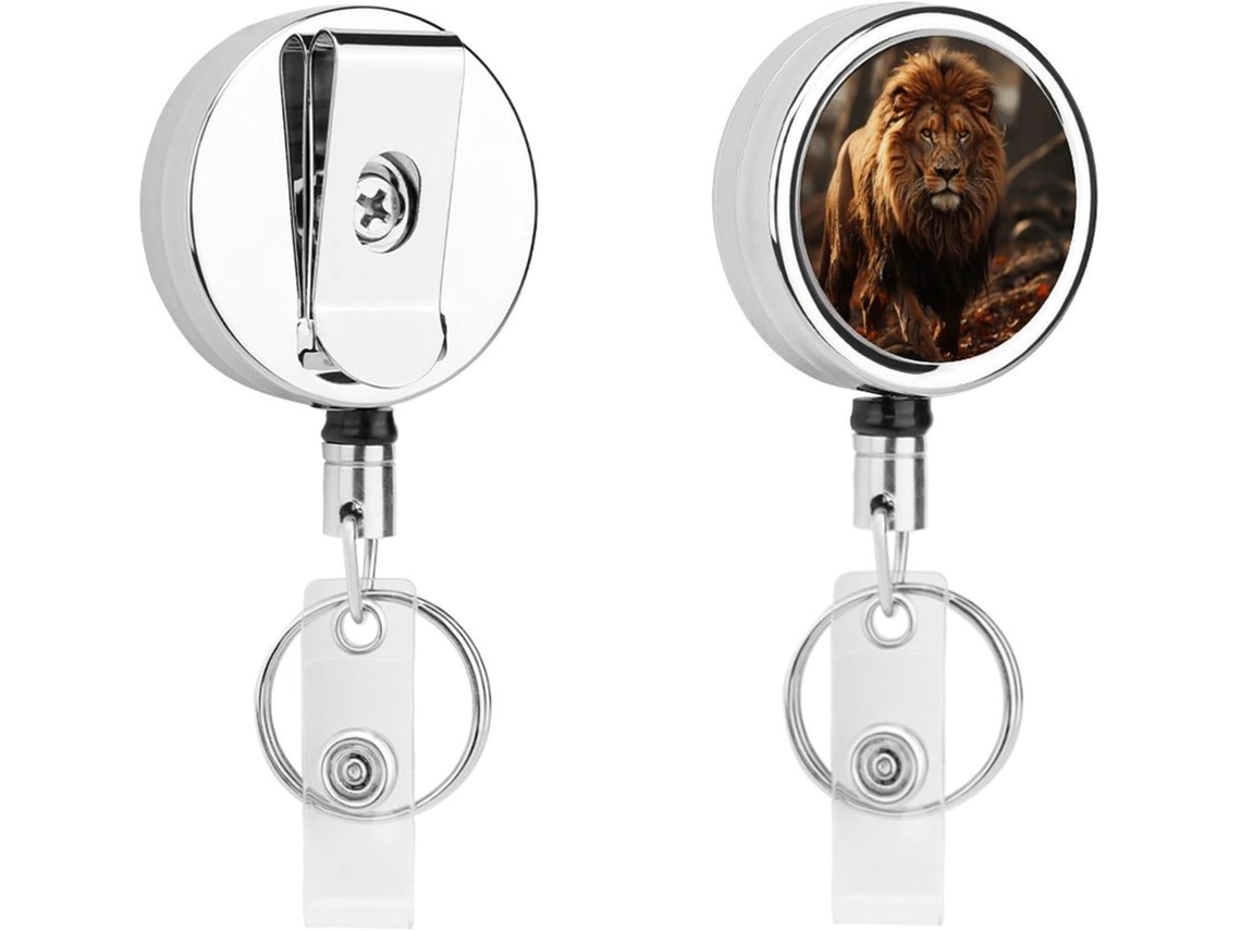 Porta Crachá Retrátil De Leão, Moderno E Durável, Em Metal, Com Cordão De Nylon De 68cm, Ideal Enfermeiros E