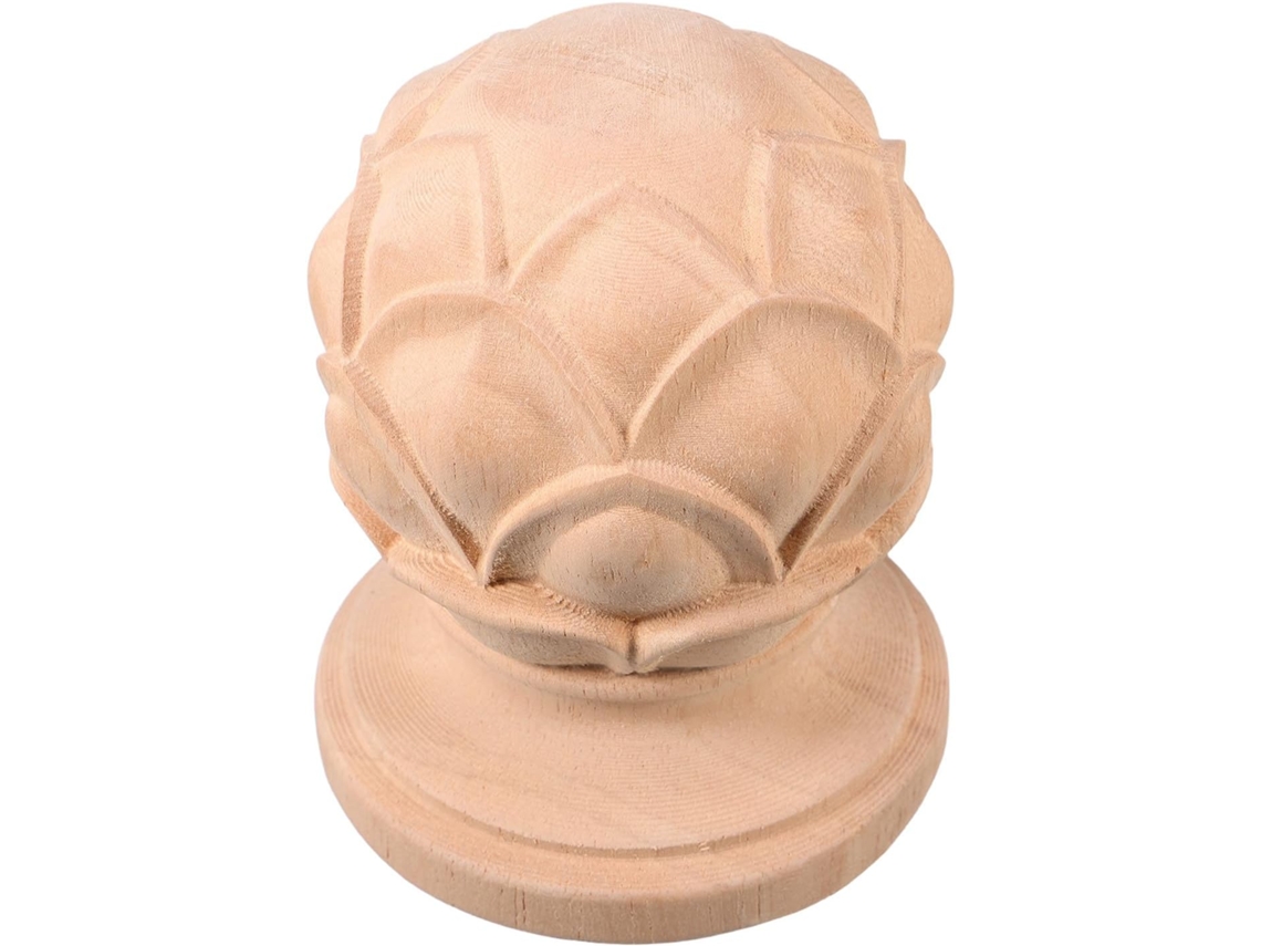 Ponteira Decorativa De Madeira Entalhada Para Postes De Escada, Design Clássico, Dimensões 8 X 10 Cm