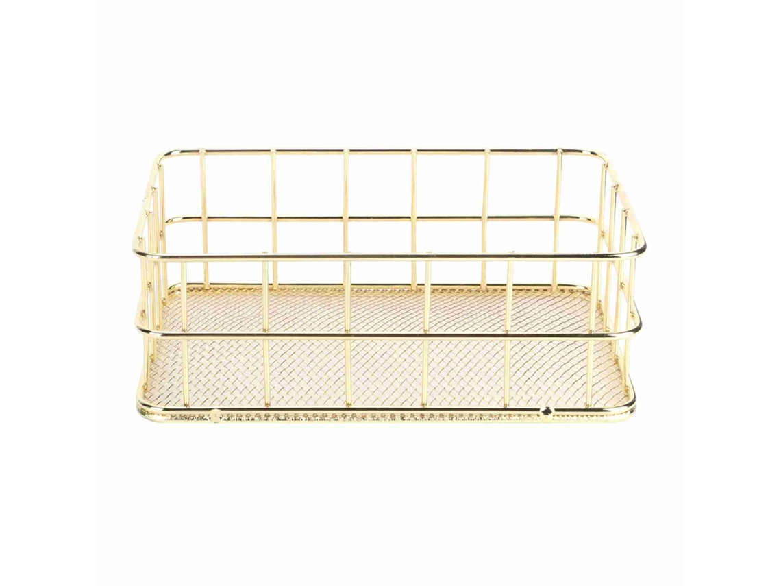 Cesto De Armazenamento De Ferro Dourado Para Organizar Mesa