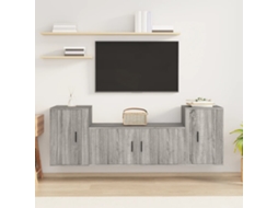 Conjunto Móveis De Tv 3 Pcs Madeira Processada Sonoma Cinza