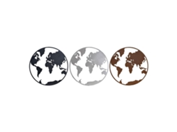 Figura Decorativa Dkd Home Decor Mapa Do Mundo Metal 60 X 1 X 60 Cm 3 Pcs