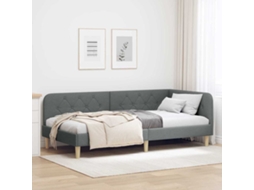 Vidaxl Estrutura De Cama De Canto Cinza Escuro 90 X 190 Cm Tecido