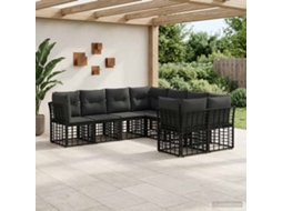 Vidaxl Conjunto de Sofás para Exterior 8 Pcs Preto e Cinza Escuro