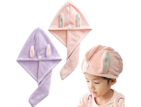 Pacote Com 2 Toalhas Turbante, Toalha De Cabelo Superabsorvente E De Secagem Rápida, Touca De Banho Fofa