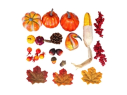 Conjunto de 49 Peças de Decoração Outono com Abóboras, Folhas, Pinhas e Frutos com S/MARCA