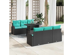 Vidaxl Conjunto De Sofá De Jardim 7 Unid. Preto