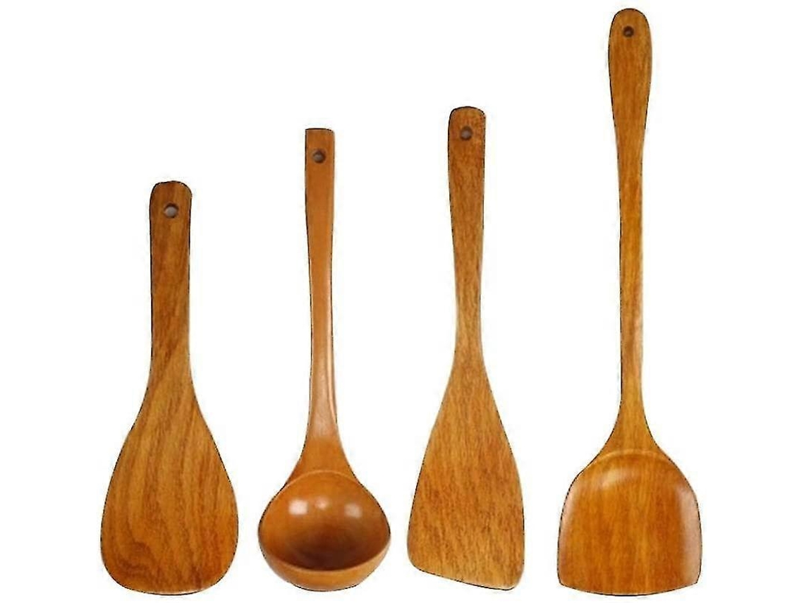 Jogo De 4 Utenslios De Cozinha De Madeira Nostalgia88