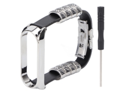 Aetheria pulseira de Couro Retrô para Xiaomi Mi Band 5/6 Nfc Fashion Pulseira de Relógio Black Silver