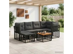 Vidaxl Conjunto De Sofás Para Exterior 7 Pcs Preto E Cinza Escuro