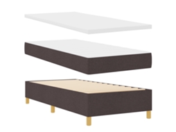 Cama Contemporânea Com Tufting Em Botões Vidaxl Castanho Fabric (100x200 Cm)