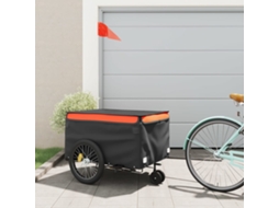 Vidaxl Reboque Para Bicicleta 45 Kg Ferro Preto E Laranja