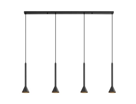 Trilho decorativo para suspensão 4x10W metal preto 4xGU10 Comprimento 1100mm