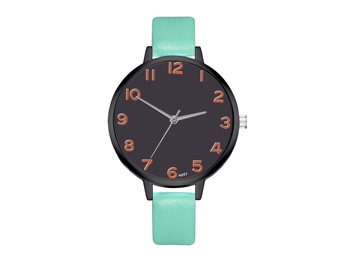 Relógio de Pulso Feminino Zhoulianfa Clássico Digital de Quartzo com Pulseira de Couro Pu (mint)