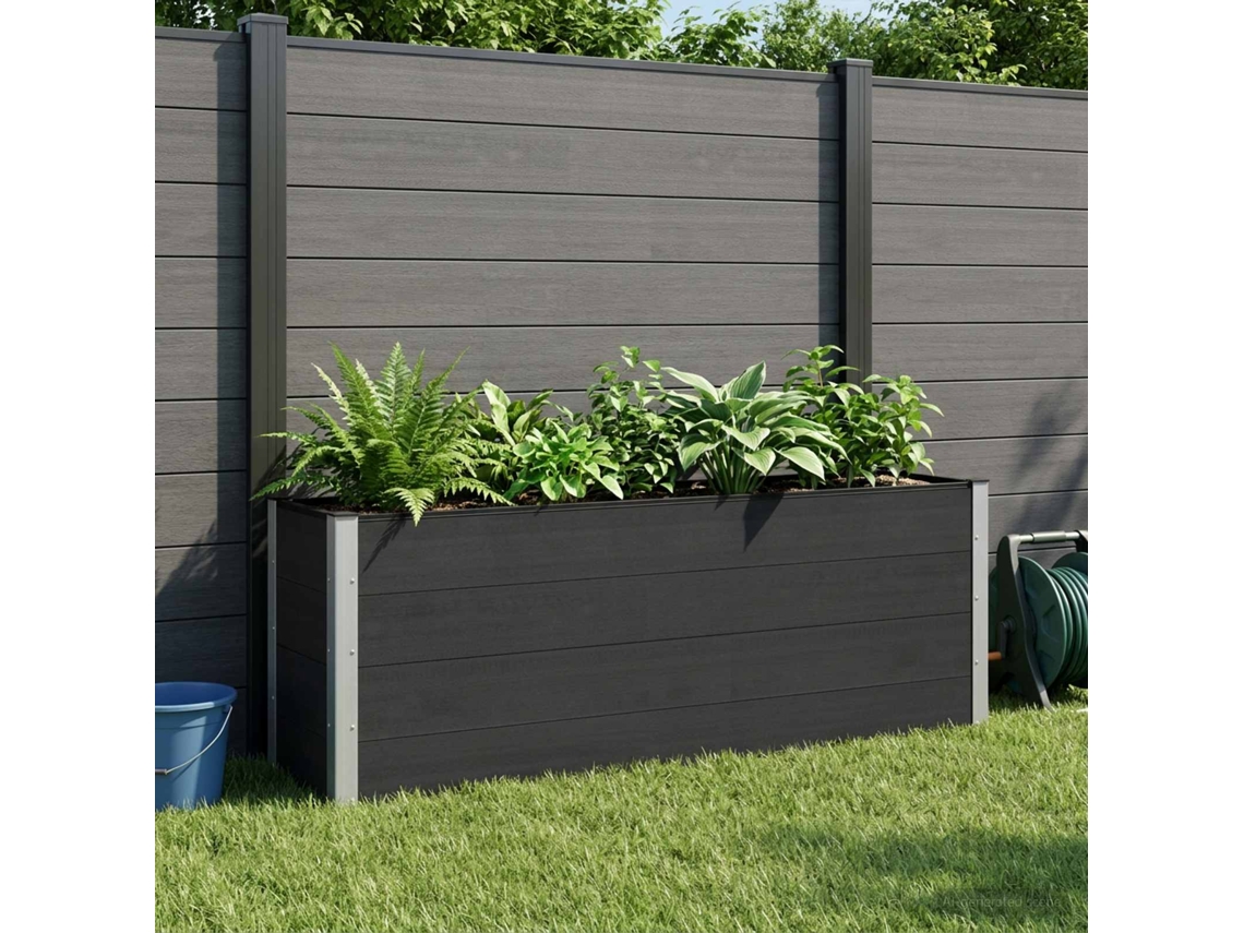 Vidaxl Canteiro De Jardim Elevado Preto 200 X 30 X 72 Cm