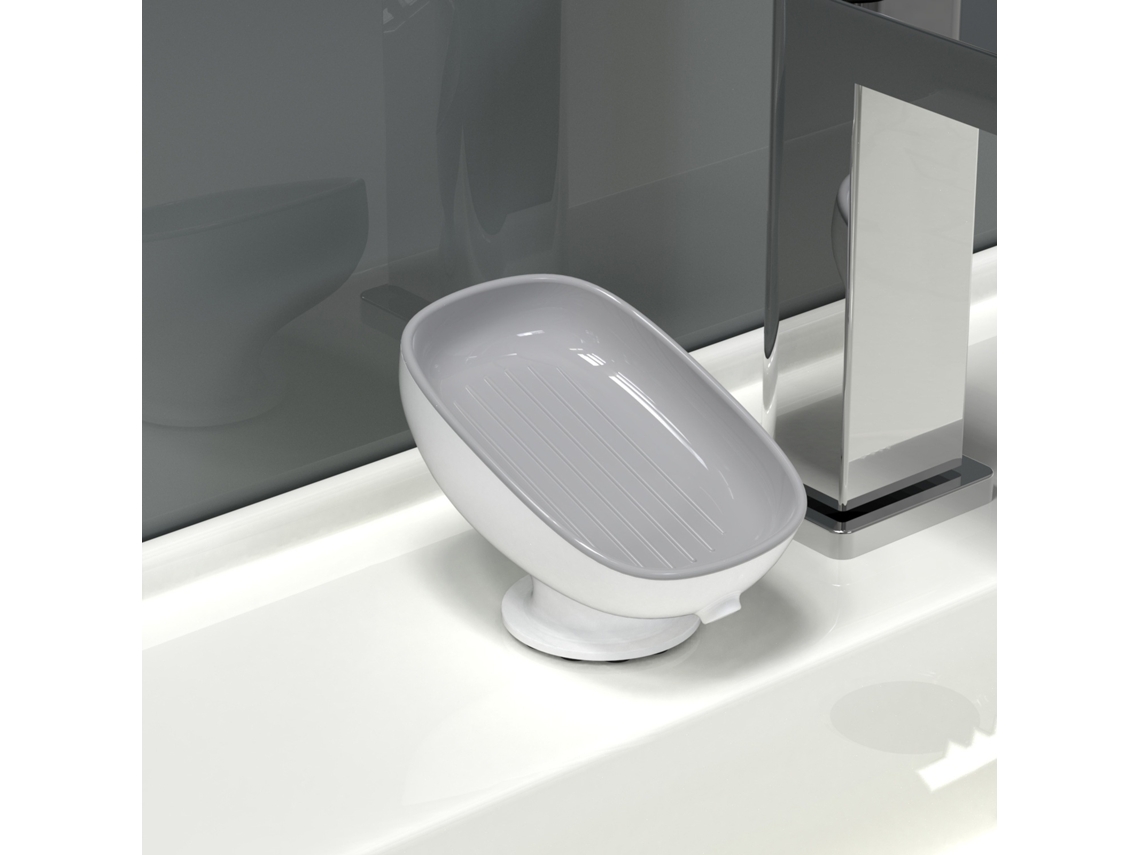 Soap Dish (gray Box, Drainable With Suction Cups) Eoocoo