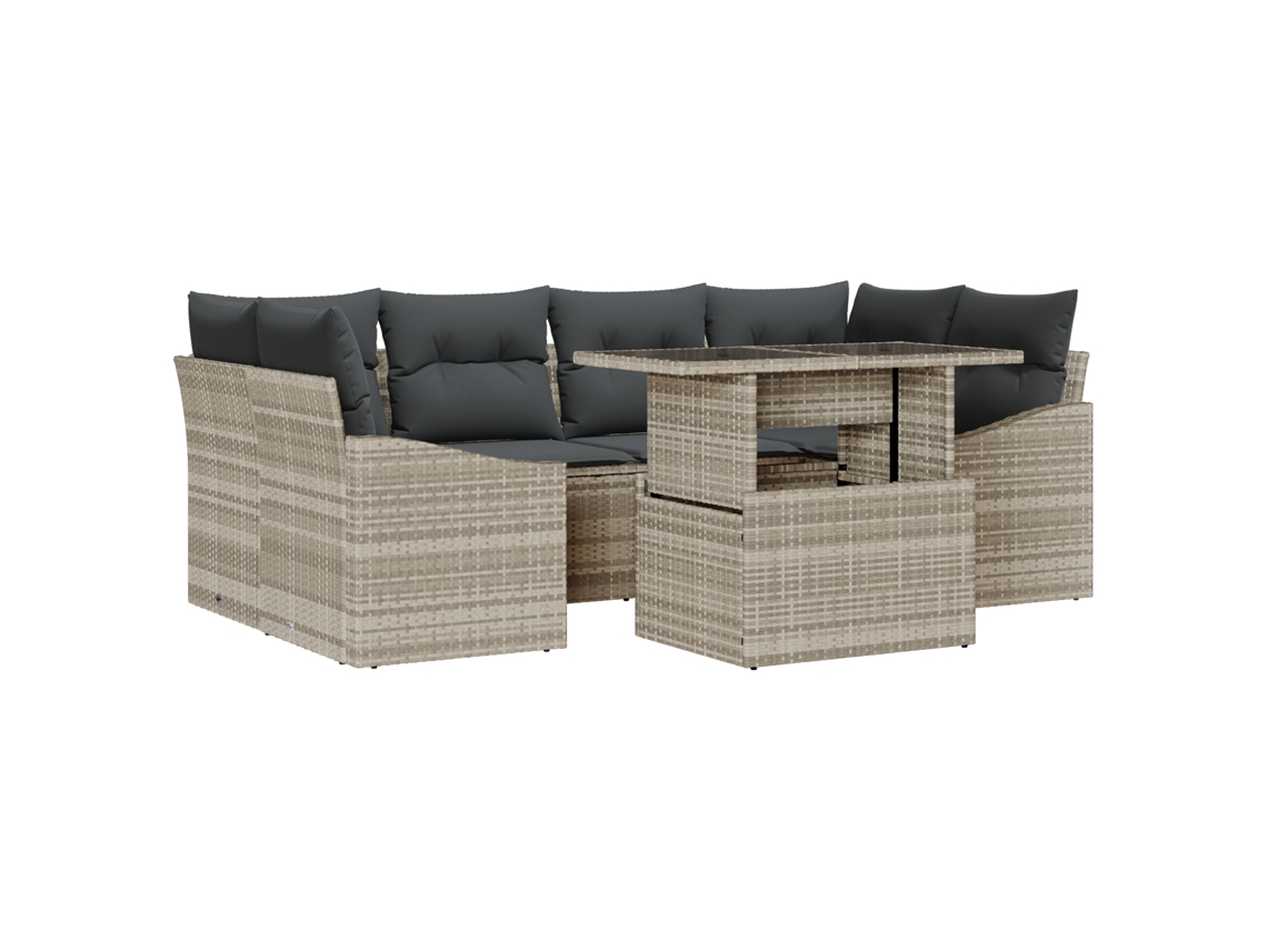 Conjunto 7 Móveis De Jardim Vidaxl Cinzento-claro Vime Pe (100 X 55 X 73 Cm)